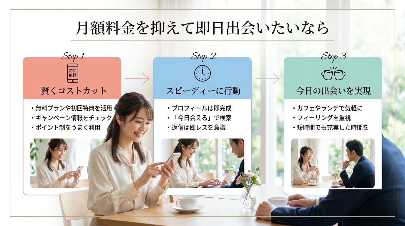 月額料金を抑えて即日出会いたいなら
