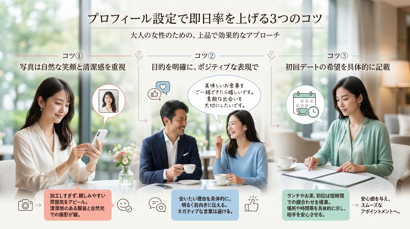 プロフィール設定で即日率を上げる3つのコツ