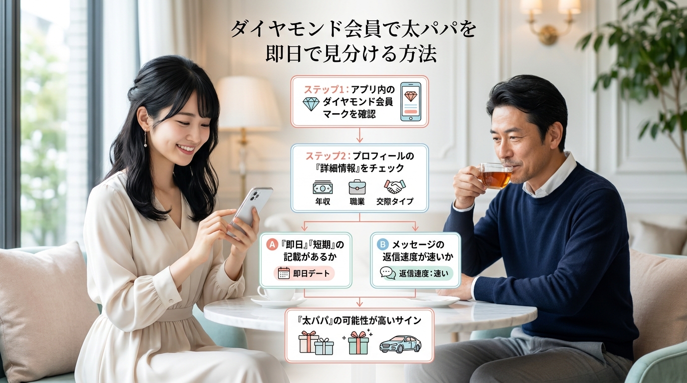 ダイヤモンド会員で太パパを即日で見分ける方法